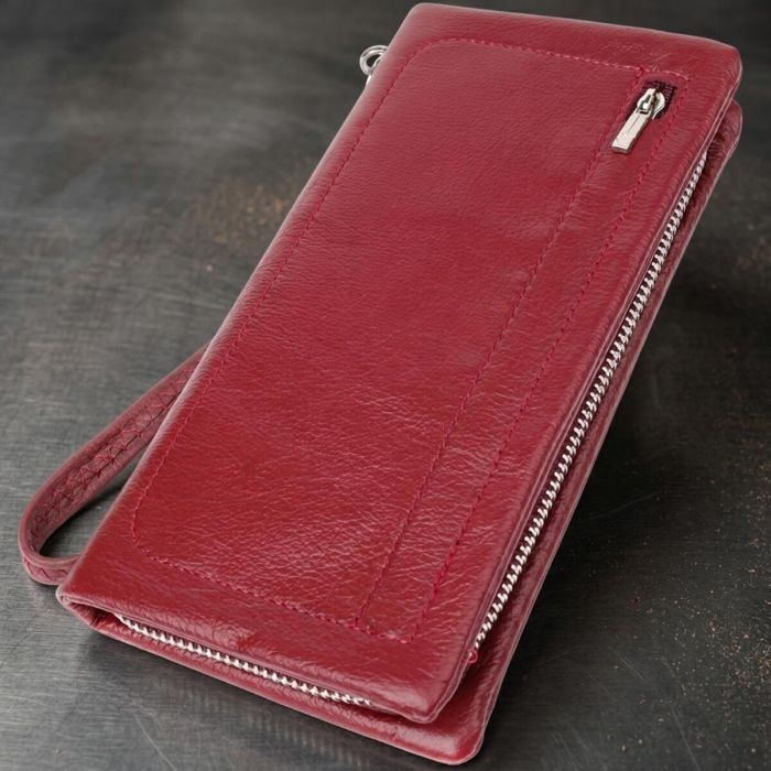 Шкіряний жіночий гаманець-клатч із відділенням під телефон ST Leather 23102 бордовий