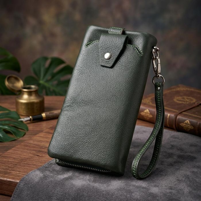 Стильний гаманець для жінок з відділенням під телефон ST Leather 23103 зелений