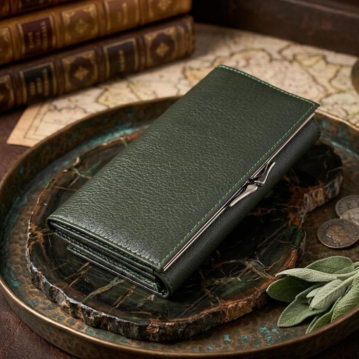 Стильний гаманець для жінок з монетницею із натуральної шкіри ST Leather 23106 зелений