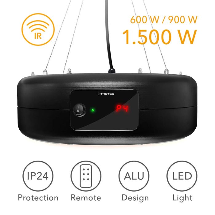 Обігрівач інфрачервоний Trotec IR 1550 SC 1500W + LED Black (1410003812)