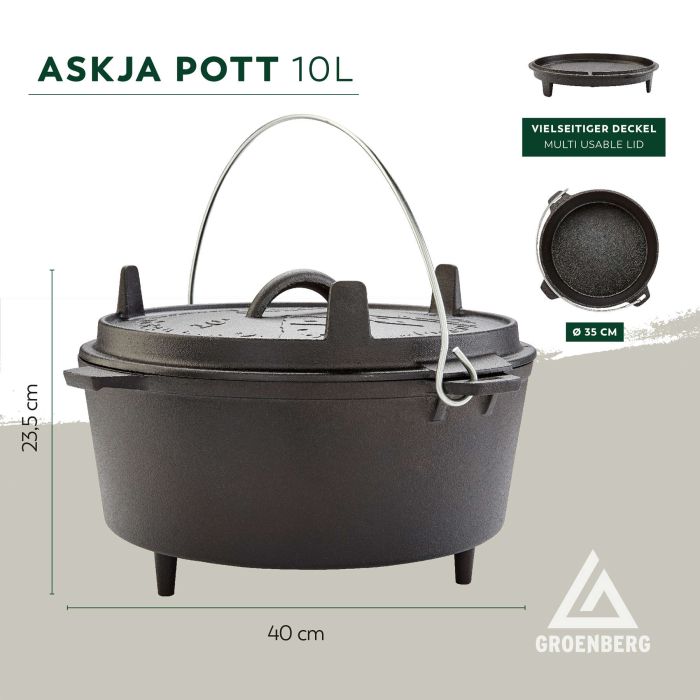 Котел с крышкой Groenberg Askja Pot 33 cm / 10 L Black (266018)