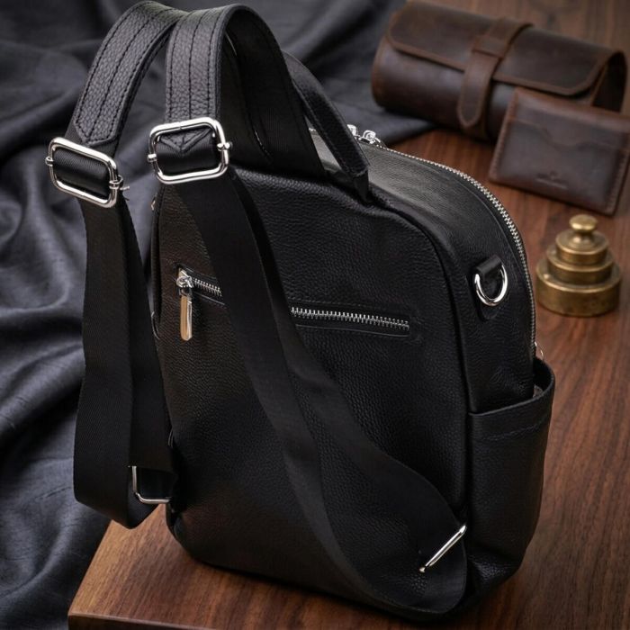 Интересный женский рюкзак из натуральной кожи Vintage 23059 черный