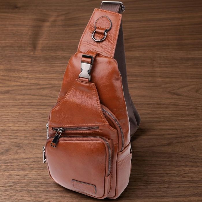 Зручна чоловіча сумка через плече з натуральної шкіри Vintage 23049 руда