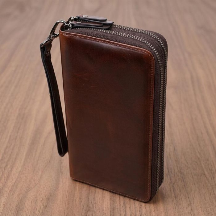 Стильный мужской клатч из натуральной кожи Vintage 23064 коричневый