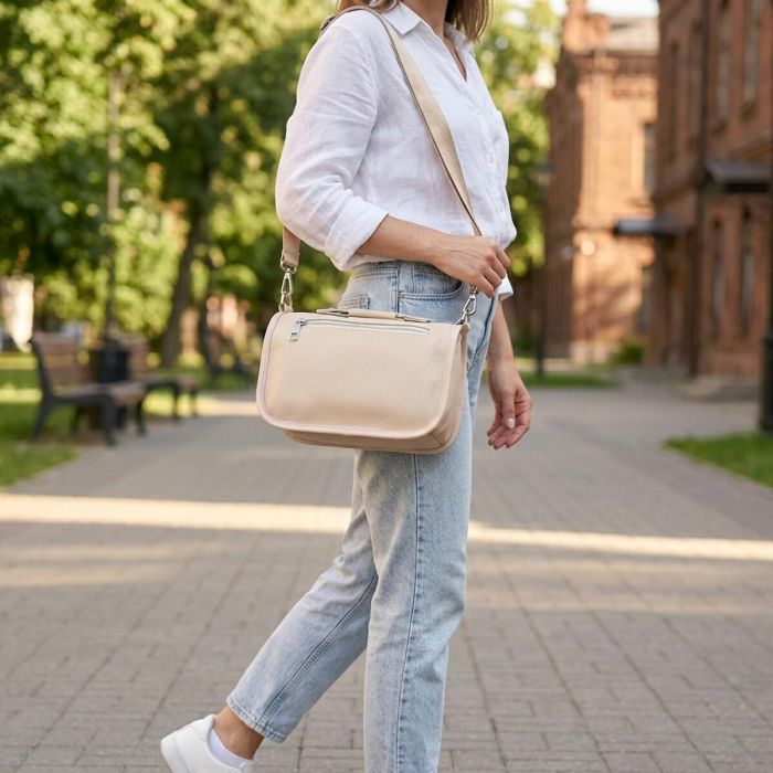 Стильна сумка для жінок із натуральної шкіри Vintage 23010 біла
