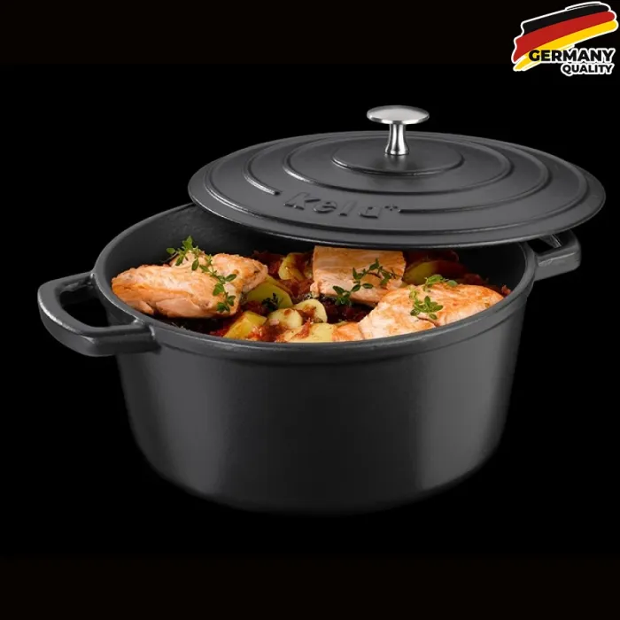 Каструля чавунна з кришкою KELA Calido чорна 26 см 4,6 л (12472)