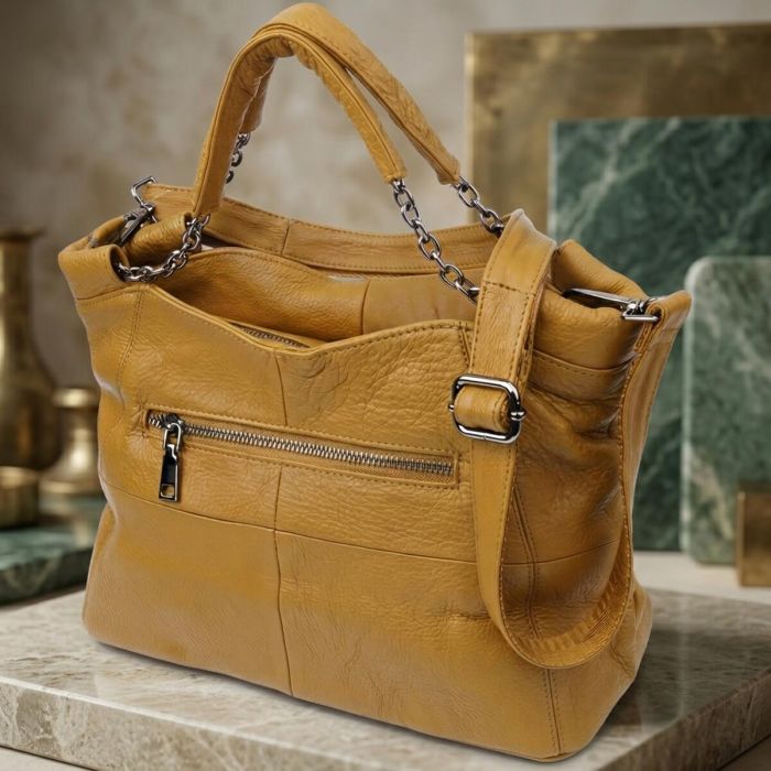 Практичная женская сумка из натуральной кожи Vintage 22991 Желтый