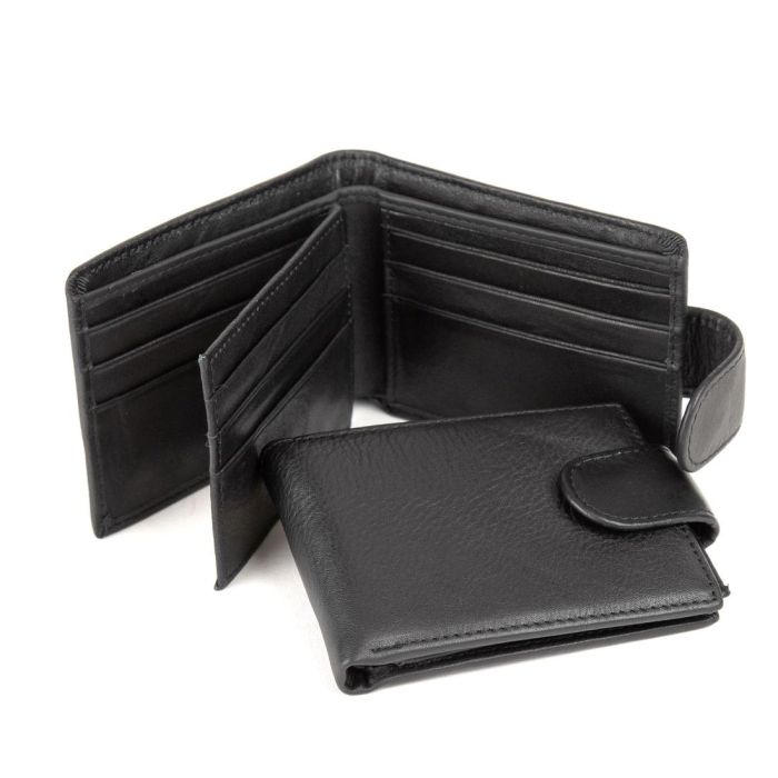 Чоловіче шкіряне портмоне чорне з кнопкою Tiding Bag M39-9923-1FRA