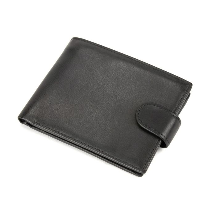 Портмоне чорне шкіряне на кнопці Tiding Bag M39-8068BRA