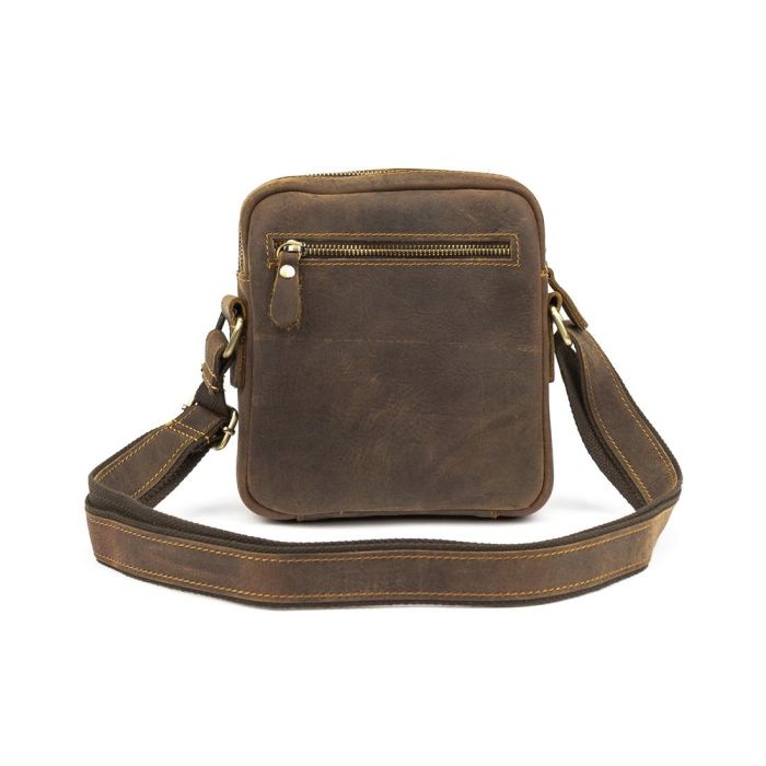 Невеликий шкіряний месенджер коричневого кольору Tiding Bag M39-681DB