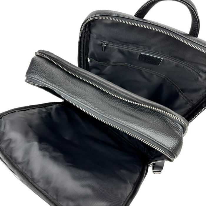 Шкіряний чорний рюкзак Tiding Bag A25F-8528A