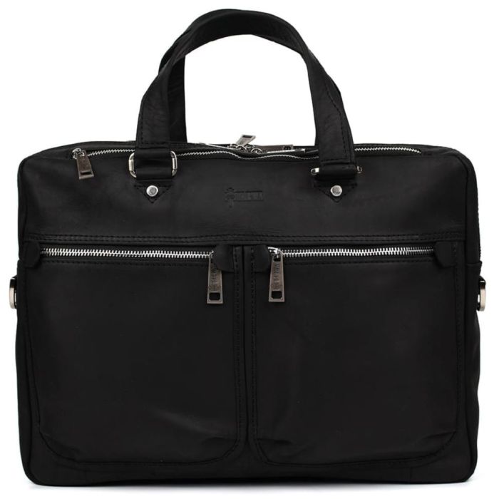 Чоловіча шкіряна ділова сумка чорна RA-4664-4lx TARWA на два відділення