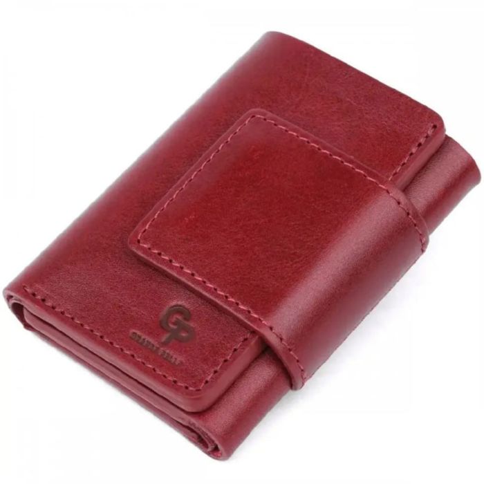 Портмоне шкіряне, глянець, бордове Grande Pelle 504661