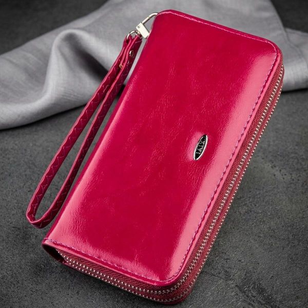 Кошелек женский из гладкой экокожи KIVI 19051 темно-розовый