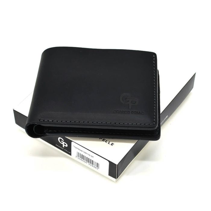 Чоловіче шкіряне портмоне чорне матове Grande Pelle 508110 (508110)