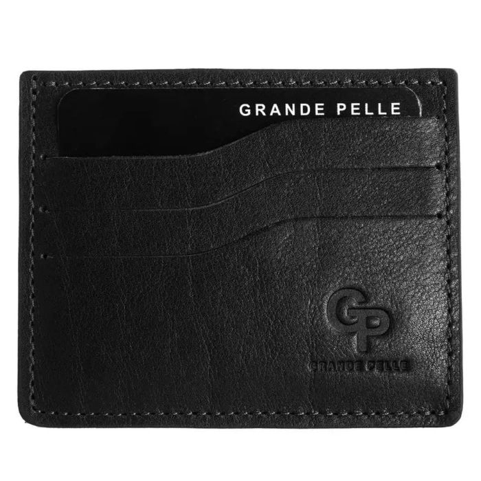 Кардхолдер Grande Pelle 305610 100х80мм чорна глянцева шкіра (305610)