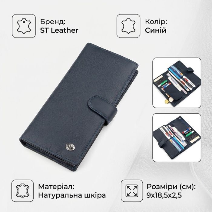Чоловічий купюрник ST Leather 18365 (ST147) синій
