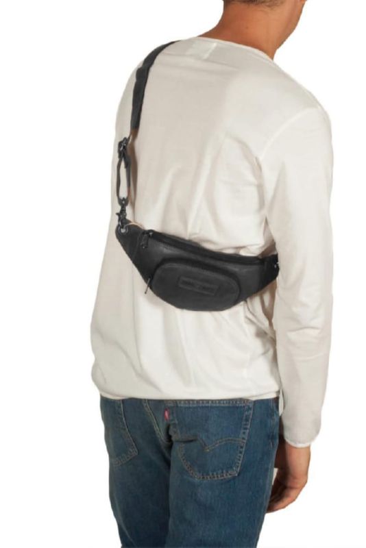 Поясна шкіряна сумка чорна Hill Burry HB3314 (HB3314black)