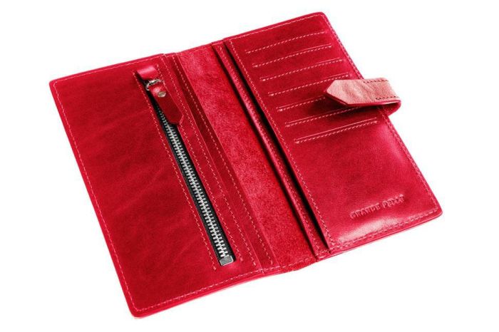 Портмоне, червоне жіноче з хлястиком Grande Pelle 524660 (524660)