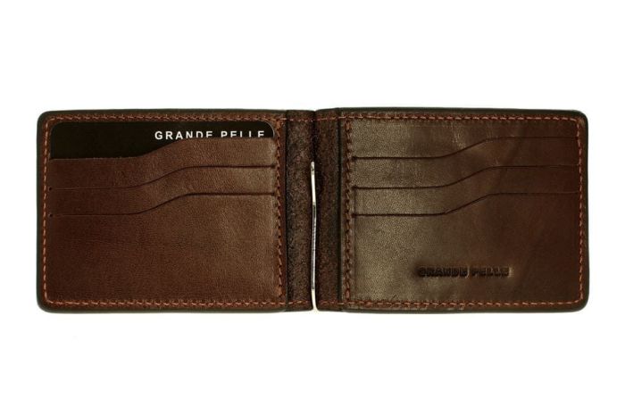Затиск для купюр ONDA, шоколад з монетницьою Grande Pelle 125620 (125620)