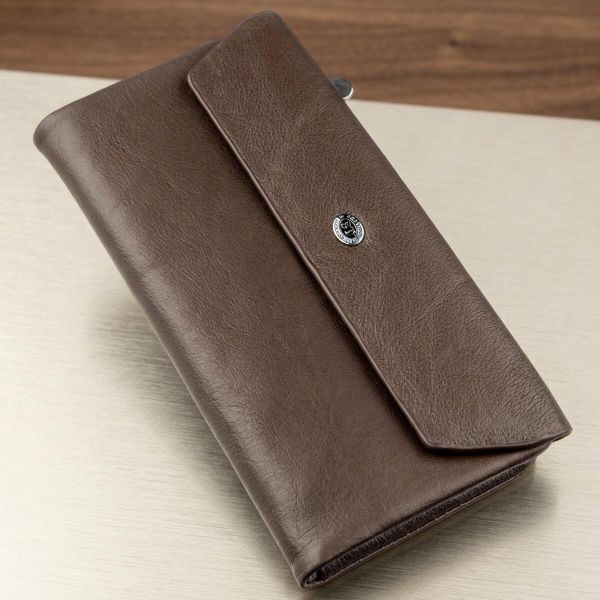 Практичный женский кошелек-клатч ST Leather 18841 коричневый