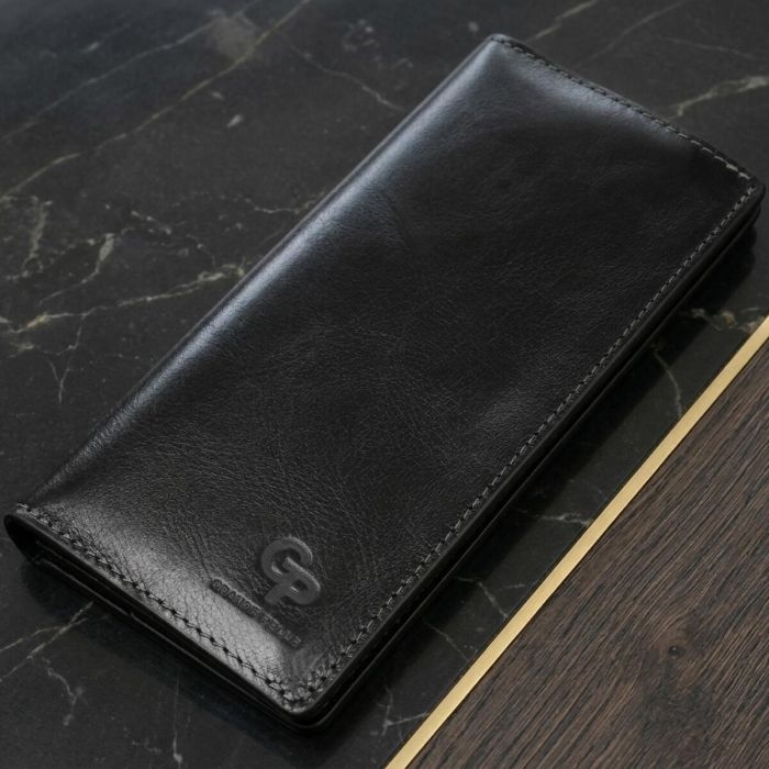 Вертикальный кошелек унисекс на магните Grande Pelle 11212 черный