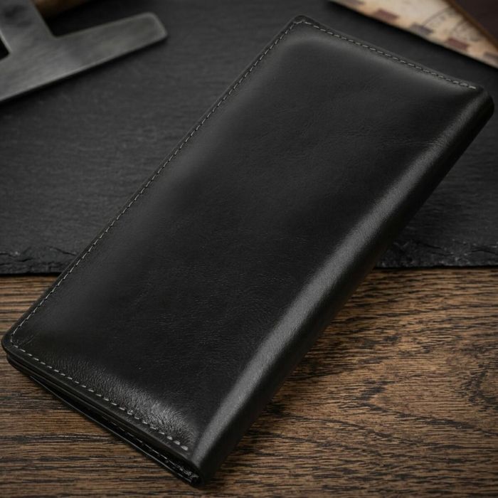 Вертикальний гаманець унісекс на магніті Grande Pelle 11212 чорний