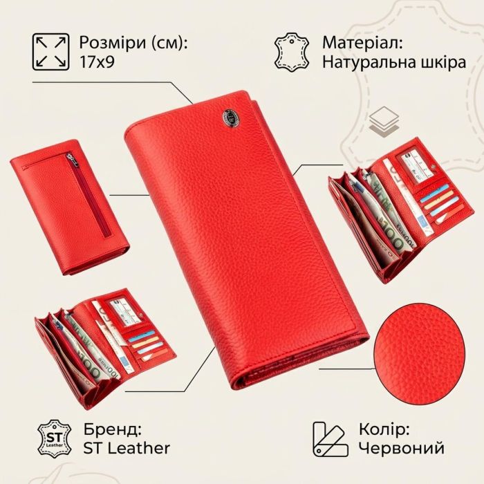 Дивовижний жіночий гаманець ST Leather 18858 червоний