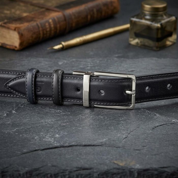 Ремень брюки двусторонний мужской Grande Pelle 11156 синий и черный