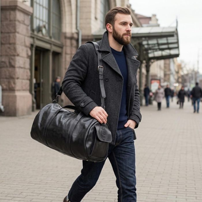 Сумка дорожня Grande Pelle 11048 шкіряна чорна