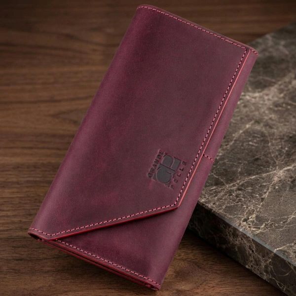 Кожаный клатч унисекс на магните Grande Pelle 11217 бордовый.