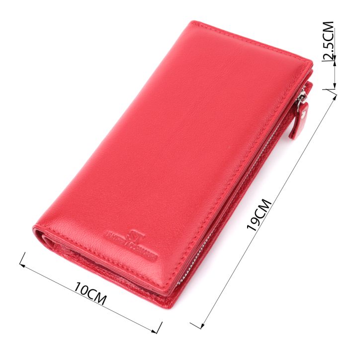 Яркий кошелек-клатч для стильных женщин из натуральной кожи ST Leather 22533 красный
