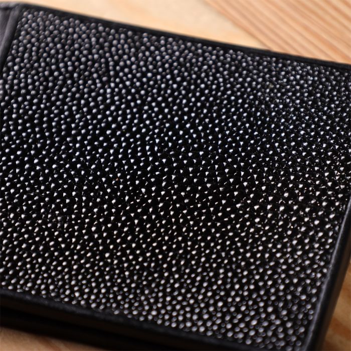 Зажим для денег из натуральной кожи морского ската черный STINGRAY LEATHER 18293