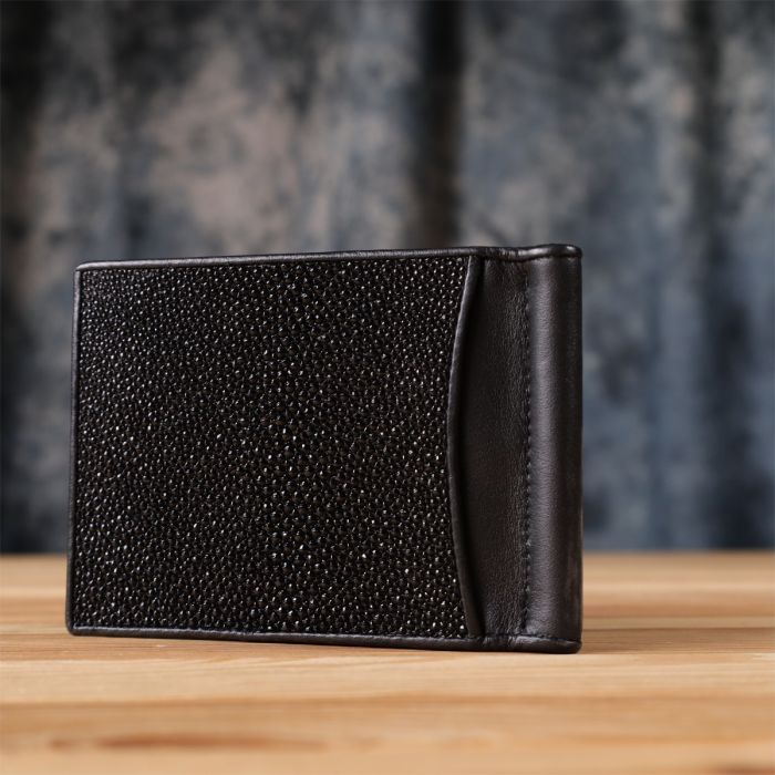 Зажим для денег из натуральной кожи морского ската черный STINGRAY LEATHER 18293