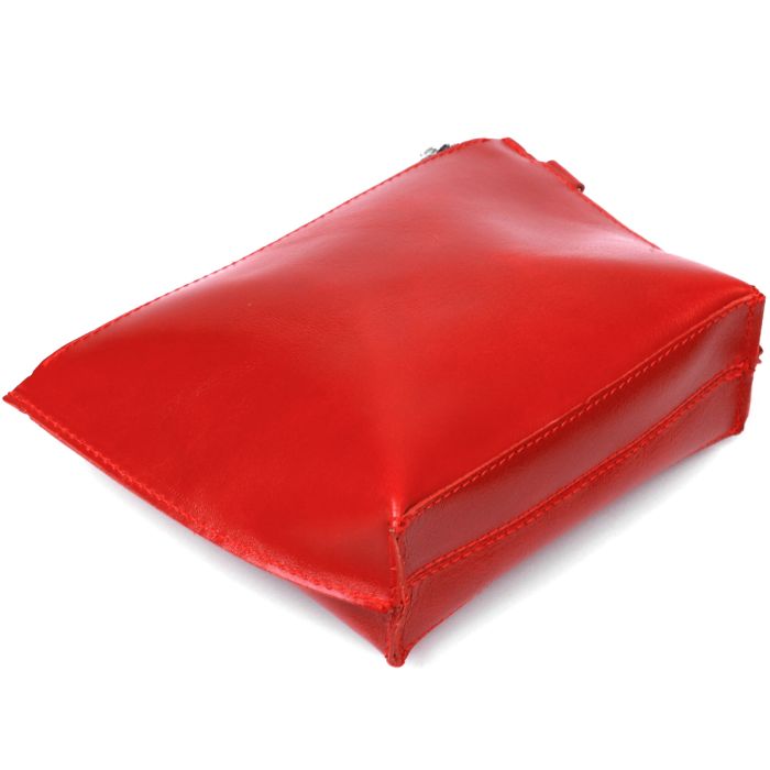 Жіноча глянсова косметичка із натуральної шкіри Shvigel 16410 червона