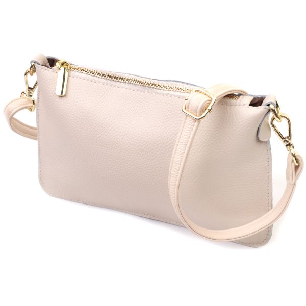 Жіноча сумка-клатч на літо з двома ременями з натуральної шкіри Vintage 22648 біла