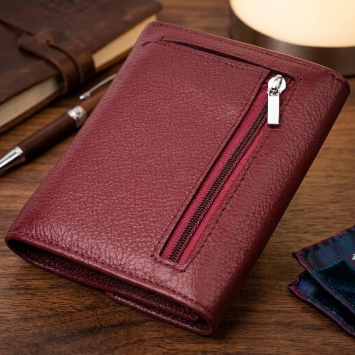 Кожаный женский кошелек с монетницей ST Leather 19492 бордовый