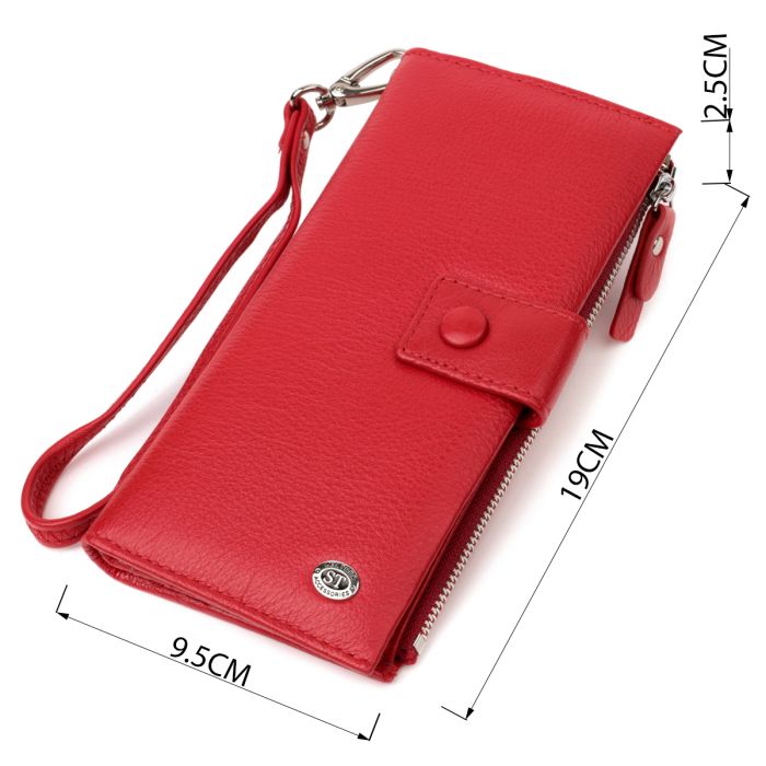 Женский вертикальный кошелек из натуральной кожи ST Leather 22536 красный